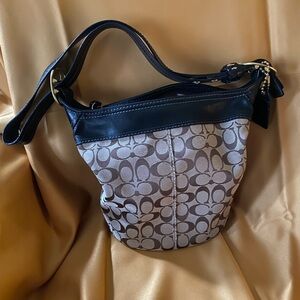 Coach Tan and Black Signature Shoulder Bag